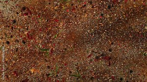 Super Slow Motion Shot Various Spices Mixture Exploding Towards Camera at 1000fps.