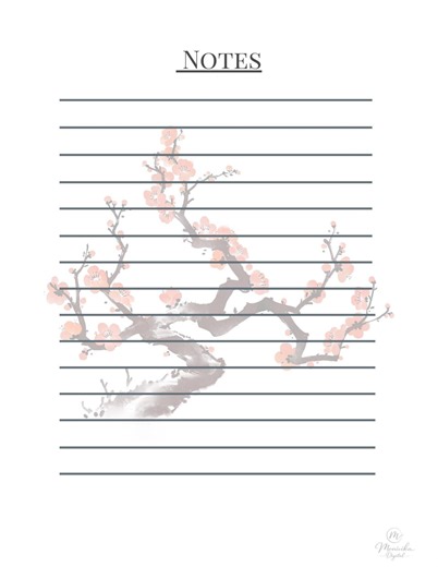 Printable Notes Page | Minimal Floral Notes | Sakura Notes Printable | Digital Download - Etsy