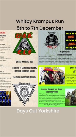 The Whitby Krampus Run is back from 5th to 7th December. @whitbykrampusrun An alternative and fun Christmas experience and tradition See the Whitby Sea Salt Viking Boat come into the harbour Make some noise and see off the dark with the Whitby Trommel Fiends and fire performers Mass Chorus of "Do they know it's krampus time! to scare the wyrm back into it's lair Children;s activities - face painting, the L'il Peril Peril Krampus Hunt, Magic, Krampus Krafts and more. Plus The Reindeer Game - with