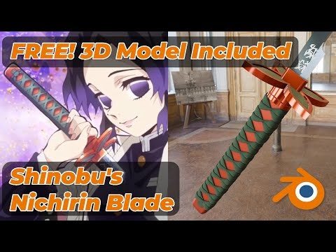 Creating a Free 3D Model: Shinobu's Nichirin Blade in Blender [Timelapse]