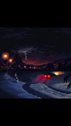 Mesmerizing 1 Minute Pixel Art with Snowfall Animation