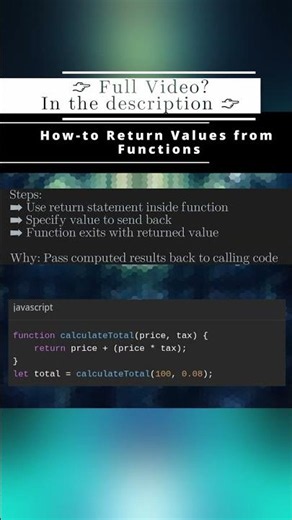 🧬 JavaScript 🧬 How to Return Values from Functions 🧬 #shorts #KGRDevShorts #HowToJavascript