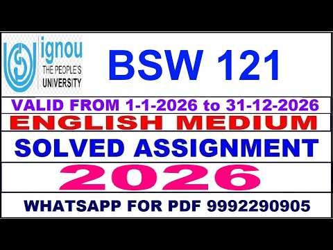 BSW 121 solved assignment 2025-26 in English || bsw 121 solved assignment 2026 || bsw121 2025-26