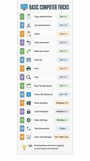 💻 Basic Computer Tricks for Beginners⌨️ Master useful shortcuts and boost your productivity!