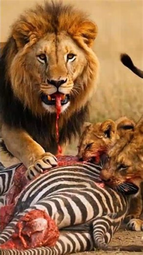 African Lion Pride Feast | Zebra Kill Hunt | Savannah Predators 🦁