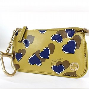 Gucci GG Yellow Heart Print Coin Purse with COA EUC