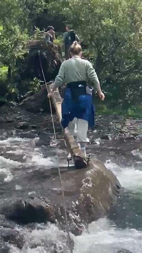 River crossing to reach Glymur waterfall in Iceland #iceland #glymur #waterfall #rivercrossing