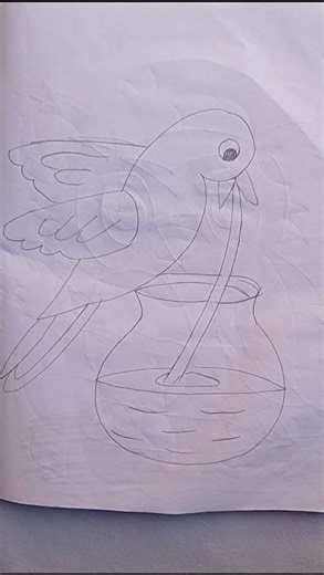 Thirsty crow/crow drawing/how to draw crow#crow#crowdrawing#drawing#shorts#ytshorts#trendingreels