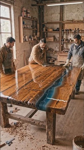 Satisfying Table Restoration: Old Wood to High-Gloss Finish 🛠️✨