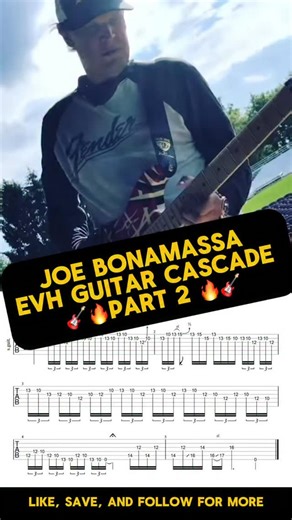 Jim Maguire on Instagram: "Check out this killer clip of Joe Bonamassa’s Pentatonic Cascade Part 2, played on an Eddie Van Halen guitar! 🎸 After sharing Part 1, I had a blast transcribing this one! It’s packed with ideas to spark your own pentatonic lines. Over 200 licks with analysis and picking details are on my Patreon, and this transcription drops soon! 🚀 Join now, link in bio! #GuitarLicks #Bonamassa #EVH #ericjohnson #guitarras #guutartabs"