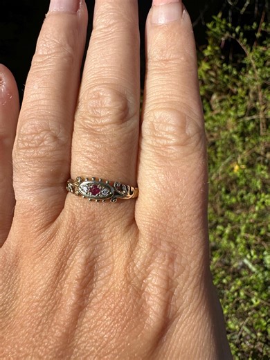 Vintage 9ct Gold Ruby and Diamond Ring - Etsy