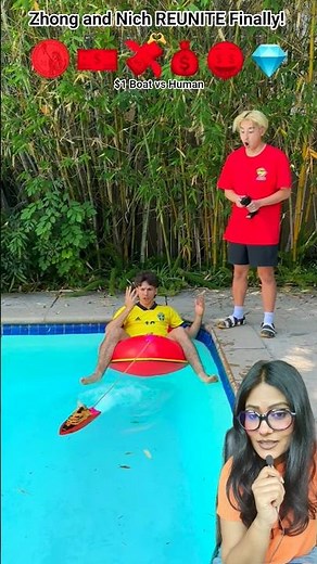 ZHONG AND NICH REUNITE FOR $1 BOAT VS HUMAN 🫶 😀 #challenge #zhong #funny