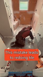 Follow @built.to.code for more! This mistake leads to redoing tile — and it’s more common than you think. Always start from the center with full tiles. Here’s why this matters: walls are rarely straight. Even in new construction, walls can be slightly off. If you start tiling from a wall, you’re trusting that wall to be your reference point. But when you get to the middle of the room, the tile layout will look visibly crooked, and the entire job will look unprofessional. The correct approach? St