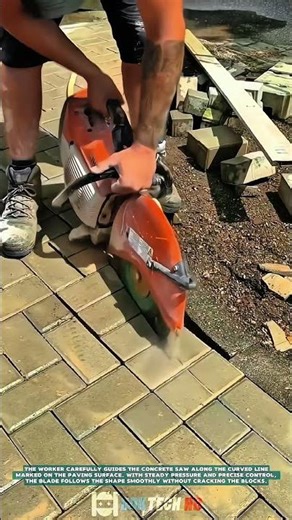 Cutting Concrete Paving Blocks Along Curved Edges – Satisfying Jobs and Machinery in the World