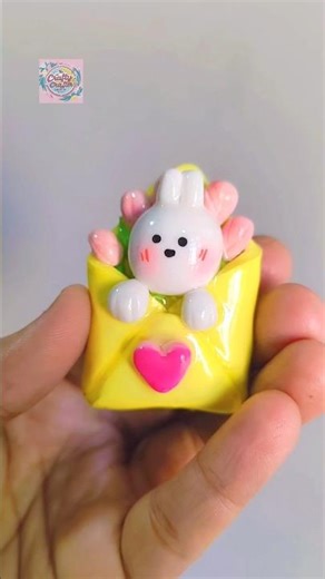🌸 Easy Clay Art Tutorial 💕 Cute Bunny in Envelope #shorts