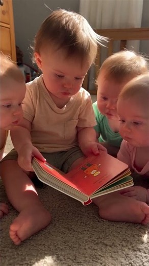 4 Cute Babies Reading a Book Together 🥹❤️ | Cutest Baby Moment Ever #shortsfeed