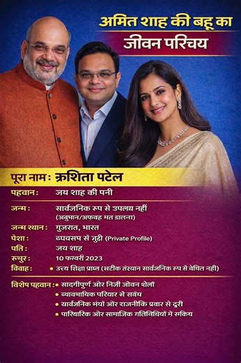 Amit Shah की बहू ऋषिता पटेल का जीवन परिचय | Jay Shah Wife Biography
