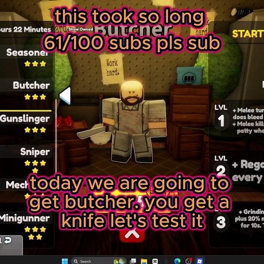 day 8 of getting every class in burgerz #capcut #roblox#plssubscribe hi