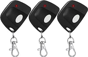 Kingdder 3 Pcs 8 Dip Switch 310mhz Garage Door Remote Compatible with Linear Delta 3 (DT DTA DTD DTC DNT00002A) Gate Opener Remote with Keychain (Black,White Button)
