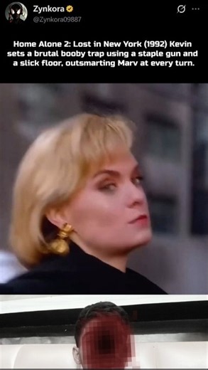In Home Alone 2: Lost in New York (1992) Kevin sets a brutal booby trap for Marv