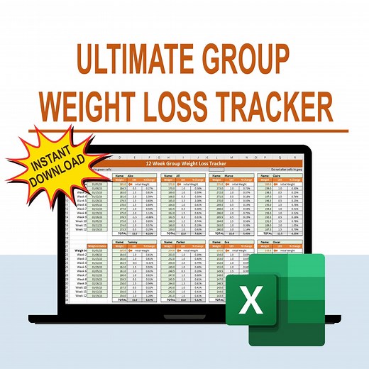 Excel Spreadsheet - Ultimate Group Weight Loss Competition Tracker, Digital, Instant Download - Etsy