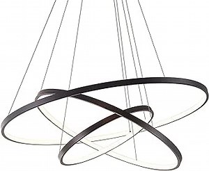 LightInTheBox Modern LED Pendant Light 3 Ring Chandeliers Black Circle Pendant Light Fixtures for Living Room Dinning Room Office (Light Source: Warm White)