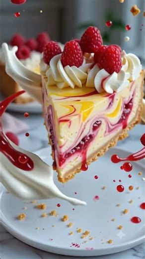 Raspberry Lemon Swirl Cheesecake 🍓🍋