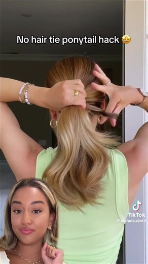 No Hair Tie Ponytail Hack - Easy Hairstyle Tutorial
