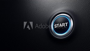 Start push button, Start modern car button with blue glowing light, Just push the button, 4k 3d loop animation