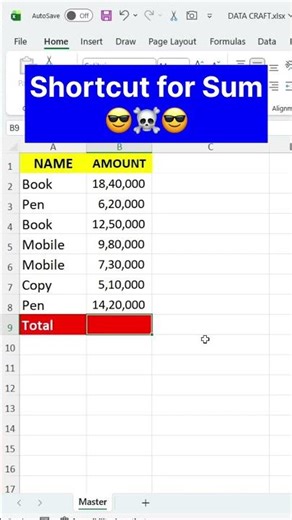 Shortcut for Sum 😎 | Excel Shortcut #shorts