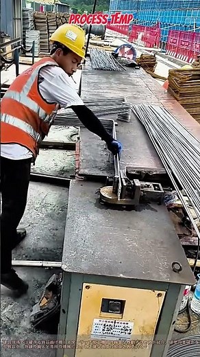 建設現場の職人技！鉄筋曲げ機による精密なスターラップ加工プロセス #worker #process #construction #machinery #ironwork