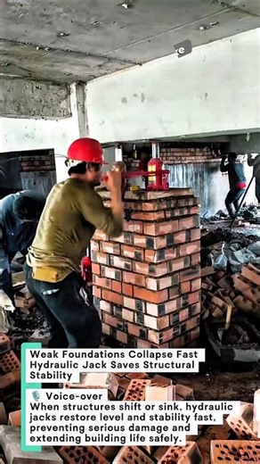 Weak Foundations Collapse Fast—Hydraulic Jack Saves Structural Stability #construction #engineering