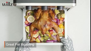 Willz 6-in-1 Air Fryer Toaster Oven, Countertop Convection Oven Combo with Dehydrate, Broil, Bake Settings, Fits 12" Pizza, 6 Slice, 22L/23Qt, 1700W, Stainless Steel