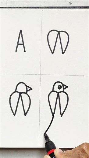 A alphabet with bird draw #letterdrawing #birddraw