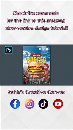 Photoshop Burger Poster Design Tutorial | Restaurant Flyer & Food Promotion Poster #short