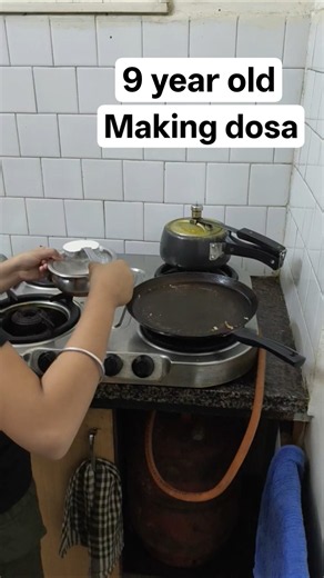 Dosa making by a 9 year old #dosa #9yearsold #kidcooking