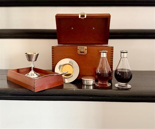 Sterling Silver Communion Set Complete Portable Eucharistic Kit in Mahogany Case - Etsy
