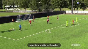 140K views · 4.1K reactions | Quick Fire Transition ⚽ This practice focuses on 2 teams that switch quickly between attacking and defending, having players working together efficiently in both scenarios. Find the full practice here: https://footballdna.co.uk/sessions/quick-fire-transition/ | Football DNA | Facebook