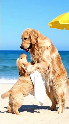 Puppy's Perfect Beach Day Adventure! 🏖️ | Golden Retriever Summer Fun | Mama Dog