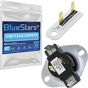 BlueStars 3387134 Dryer Cycling Thermostat & 3392519 Thermal Fuse - Compatible with Whirlpool & Kenmore - Replaces PS11741405 3387139 80005 694511 WP3392519VP 306910