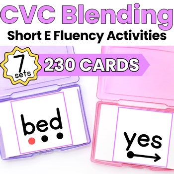 CVC Blending Cards Short E Word Families | Science of Reading Short E CVC Words