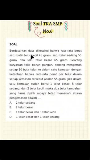 Soal TKA SMP No 6: Matematika Menantang