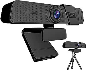 Webcam Full HD, 120° Wide Angle 1440P@30fps Computer Camera with Dual Microphone, 7ft Voice Pickup and Noise Reduction USB Plug and Play/with Privacy Shield, Used for Video Conference Call/Learning