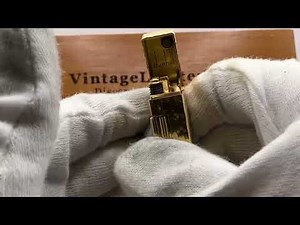 Dunhill Lighter Gold Bark Pattern _Ultrasonically Cleaned_Working No.133