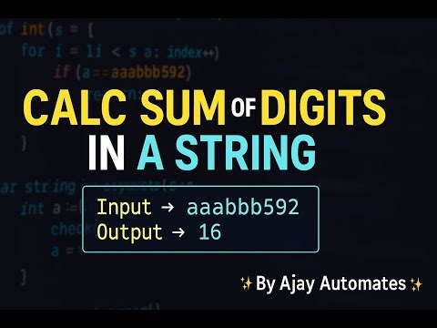 Sum of Digits in a String 🔢 | Recently Asked in Many Automation Interviews | Coding Rounds | #Pgm2 🚀