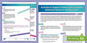 Activities to Support Children with Situational (Selective) Mutism in the Classroom