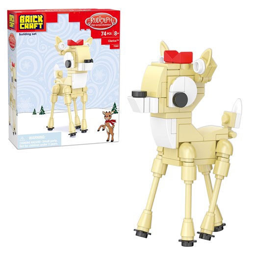 Brickcraft Rudolph the Red-Nosed Reindeer Clarice Brick Building Kit (74-Piece Set), Christmas Decoration, Collectible Holiday Figure, Nostalgic Gift