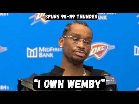 Shai Gilgeous Alexander TROLLS Wemby after BLOWOUT win - Post Game Interview - Spurs vs Thunder