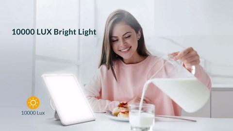 KLEAH Light Therapy Lamp, Sun Lamp with 10000 Lux LED UV-Free, Seasonal Light for Happy Mood with 9 Adjustable Brightness & Timer, Wall Mountable, Flexible Lighting Angle for Home Office Traveling