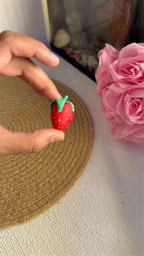 Turning Foam Clay into a Cute Strawberry 🍓💗|Clay fruit series#shorts